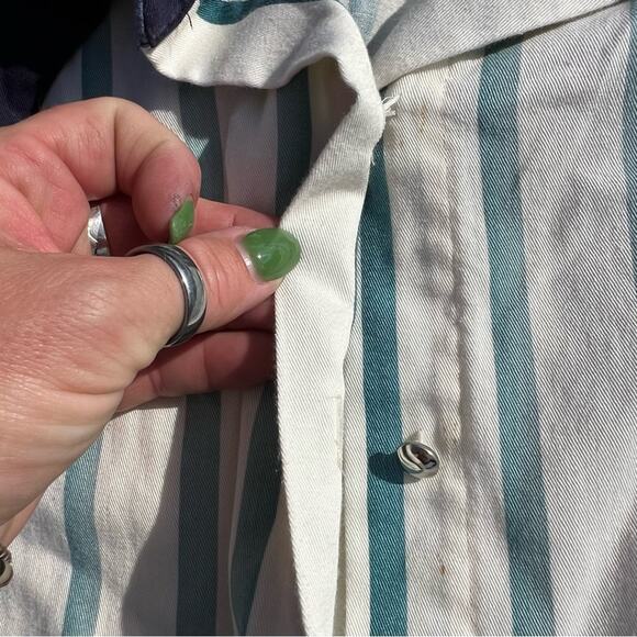 Vintage 80s 90s Roper Blue Stripe Yoke Cape Cowgirl Western Shirt Brushpopper LG - Picture 4 of 4